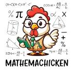 Poulet entouré de symboles mathématiques