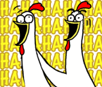 Deux poulets hilares