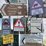 Montage de panneaux routiers insolites