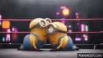 Deux personnages jaunes sur un ring