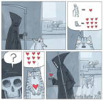 Un chat attendrit la Faucheuse