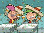 Deux personnages au sombrero sous une pluie de billets