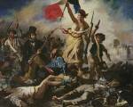 Femme au drapeau sur une barricade
