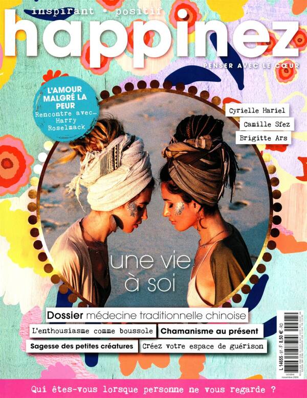 Couverture colorée du magazine Happinez