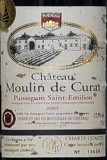 Étiquette du Château Moulin de Curat 2005