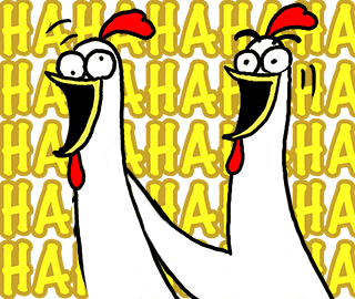 Deux poulets hilares