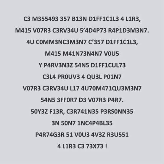 Message en lettres et chiffres à déchiffrer