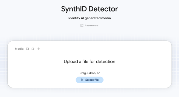 Interface de SynthID Detector