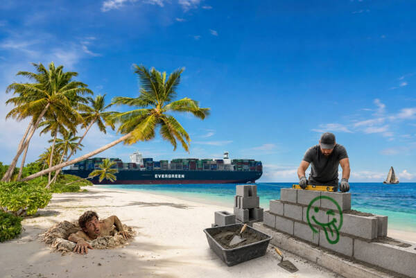 Chantier sur une plage tropicale