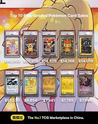Top 10 des ventes de cartes Pokémon certifiées PSA
