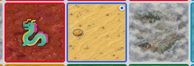 Trois tuiles de terrain illustrées