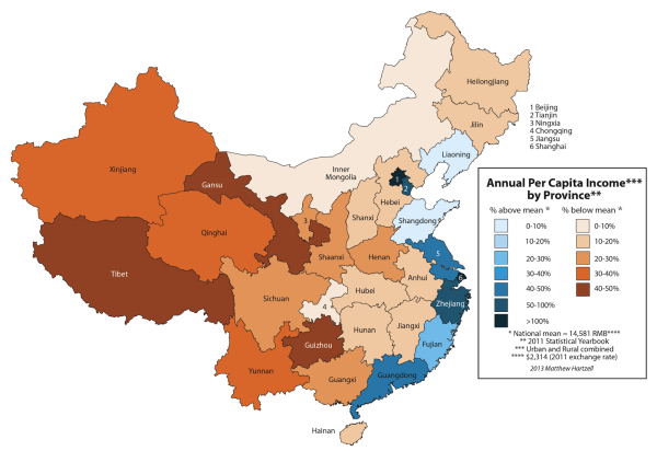 Revenu par habitant dans les provinces chinoises
