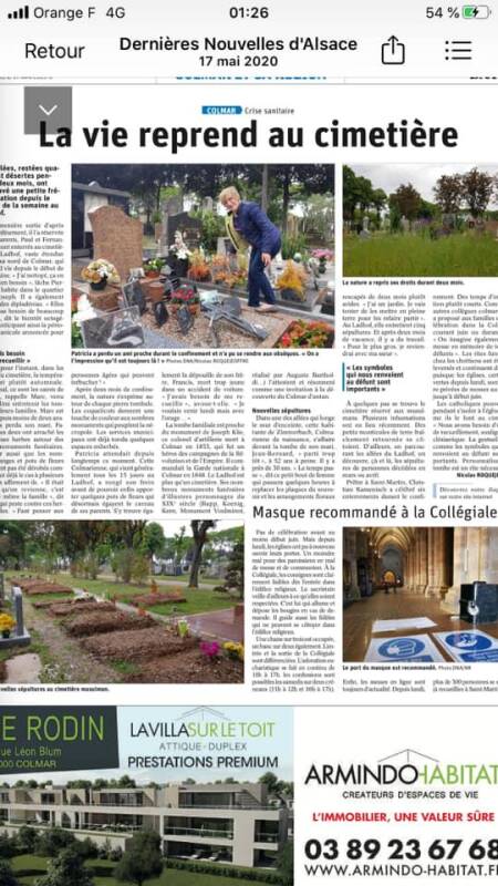 Article sur la reprise de la vie au cimetière