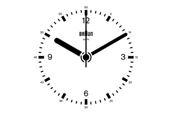 Cadran d’horloge Braun noir et blanc