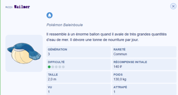 Fiche descriptive de Wailmer