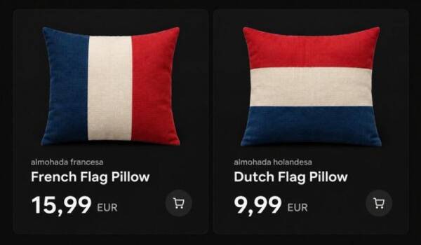 Deux coussins aux couleurs de drapeaux