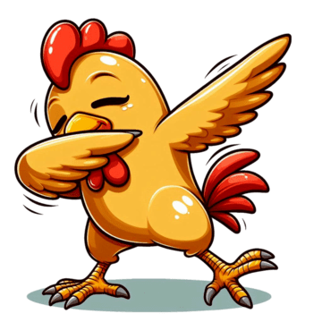 Poule jaune aux ailes déployées