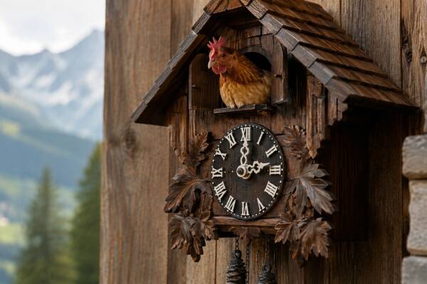 Horloge à coucou avec une poule